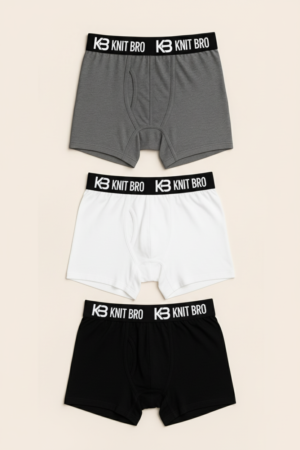 Men Boxers Pack of 3 (Black, White, Grey)