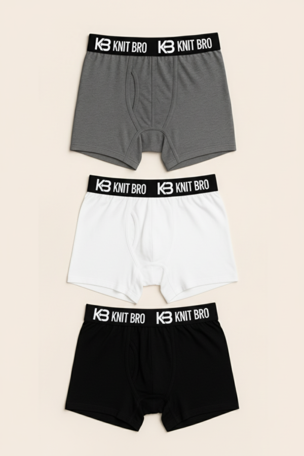 Men Boxers Pack of 3 (Black, White, Grey)